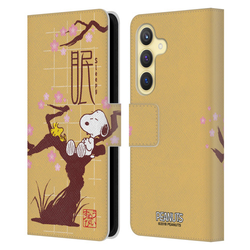 Peanuts Oriental Snoopy Sleepy Leather Book Wallet Case Cover For Samsung Galaxy S24 5G