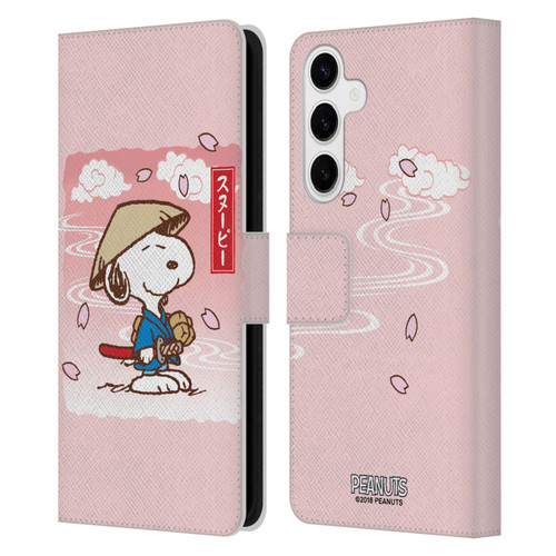 Peanuts Oriental Snoopy Samurai Leather Book Wallet Case Cover For Samsung Galaxy S24+ 5G