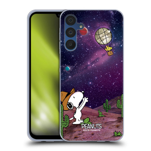 Peanuts Snoopy Space Cowboy Nebula Balloon Woodstock Soft Gel Case for Samsung Galaxy A15 & MagSafe