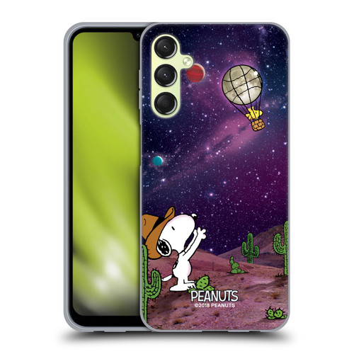 Peanuts Snoopy Space Cowboy Nebula Balloon Woodstock Soft Gel Case for Samsung Galaxy A24 4G / M34 5G