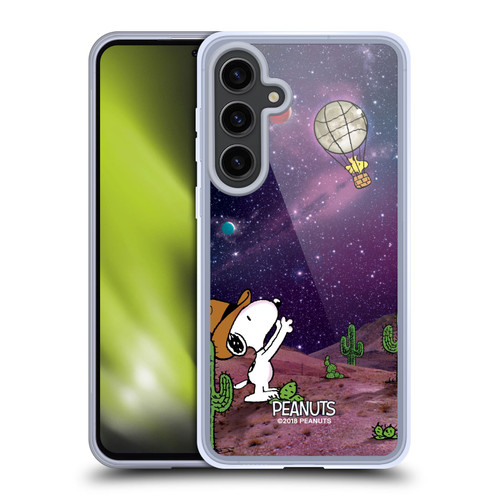 Peanuts Snoopy Space Cowboy Nebula Balloon Woodstock Soft Gel Case for Samsung Galaxy S24+ 5G