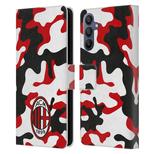AC Milan Crest Patterns Camouflage Leather Book Wallet Case Cover For Samsung Galaxy A15