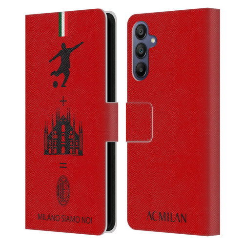 AC Milan Crest Patterns Red Leather Book Wallet Case Cover For Samsung Galaxy A15