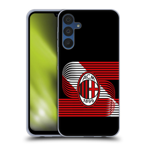 AC Milan Crest Patterns Diagonal Soft Gel Case for Samsung Galaxy A15 & MagSafe