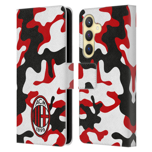AC Milan Crest Patterns Camouflage Leather Book Wallet Case Cover For Samsung Galaxy S24 5G