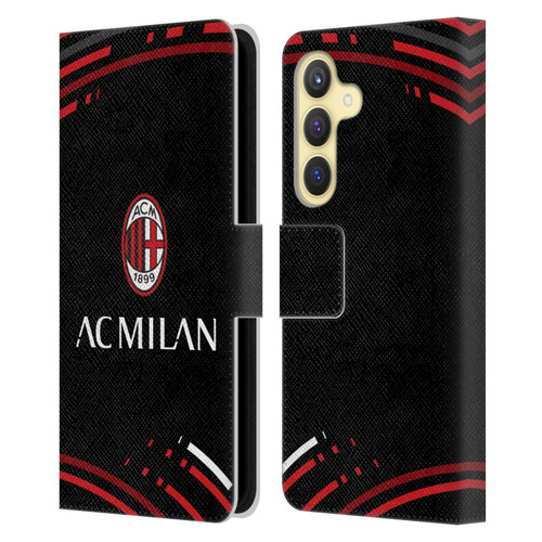 AC Milan Crest Patterns Curved Leather Book Wallet Case Cover For Samsung Galaxy S24 5G
