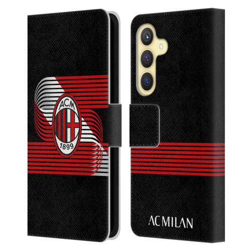 AC Milan Crest Patterns Diagonal Leather Book Wallet Case Cover For Samsung Galaxy S24 5G