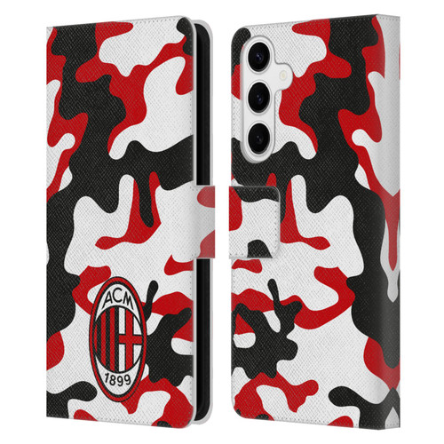 AC Milan Crest Patterns Camouflage Leather Book Wallet Case Cover For Samsung Galaxy S24+ 5G
