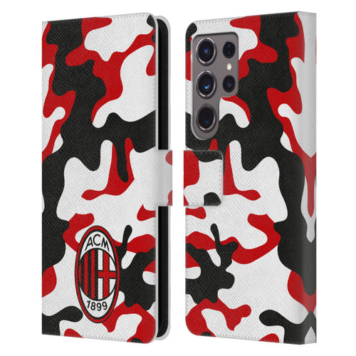 AC Milan Crest Patterns Camouflage Leather Book Wallet Case Cover For Samsung Galaxy S24 Ultra 5G