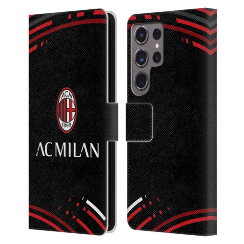 AC Milan Crest Patterns Curved Leather Book Wallet Case Cover For Samsung Galaxy S24 Ultra 5G