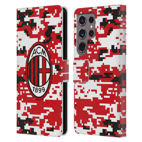 AC Milan Crest Patterns Digital Camouflage Leather Book Wallet Case Cover For Samsung Galaxy S24 Ultra 5G