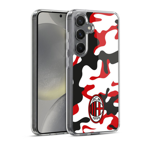 AC Milan Crest Patterns Camouflage Soft Gel Case for Samsung Galaxy S24 5G & MagSafe