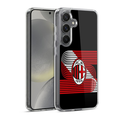 AC Milan Crest Patterns Diagonal Soft Gel Case for Samsung Galaxy S24 5G & MagSafe