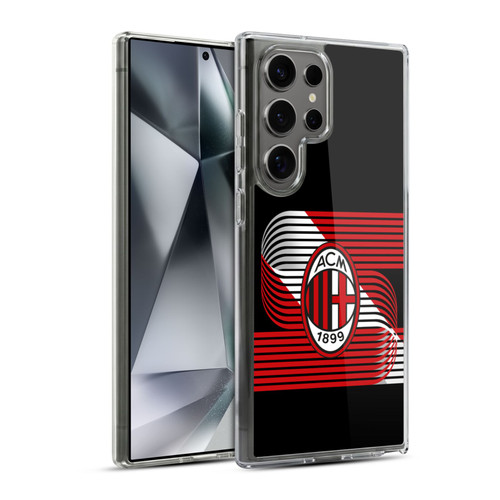 AC Milan Crest Patterns Diagonal Soft Gel Case for Samsung Galaxy S24 Ultra 5G & MagSafe