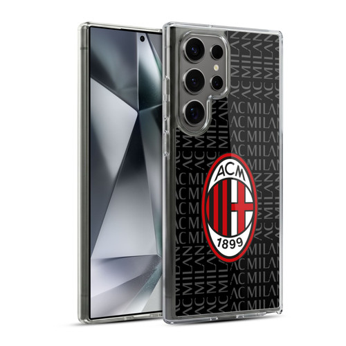 AC Milan Crest Patterns Red And Grey Soft Gel Case for Samsung Galaxy S24 Ultra 5G & MagSafe