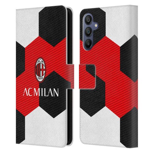 AC Milan Crest Ball Leather Book Wallet Case Cover For Samsung Galaxy A15