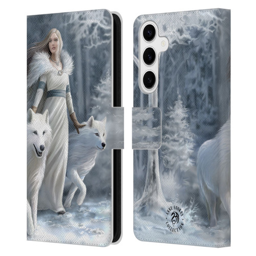 Anne Stokes Wolves Winter Guardians Leather Book Wallet Case Cover For Samsung Galaxy S24+ 5G