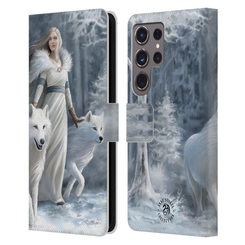 Anne Stokes Wolves Winter Guardians Leather Book Wallet Case Cover For Samsung Galaxy S24 Ultra 5G