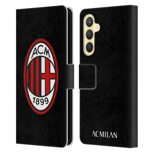 AC Milan Crest Full Colour Black Leather Book Wallet Case Cover For Samsung Galaxy S23 FE 5G