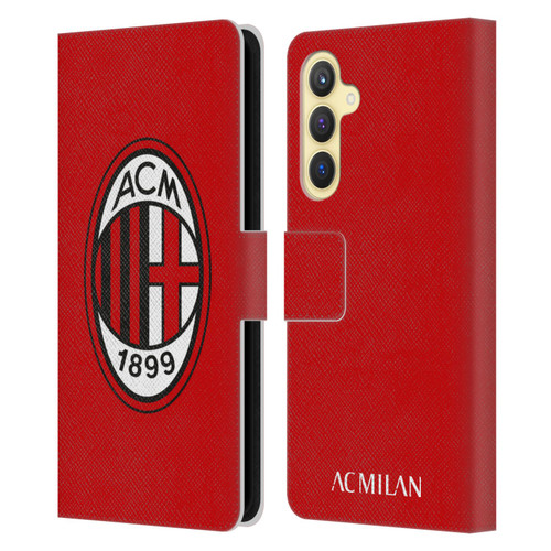 AC Milan Crest Full Colour Red Leather Book Wallet Case Cover For Samsung Galaxy S23 FE 5G