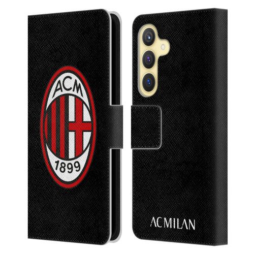 AC Milan Crest Full Colour Black Leather Book Wallet Case Cover For Samsung Galaxy S24 5G