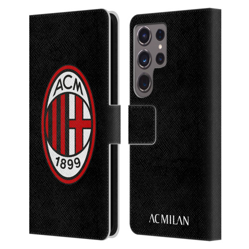 AC Milan Crest Full Colour Black Leather Book Wallet Case Cover For Samsung Galaxy S24 Ultra 5G