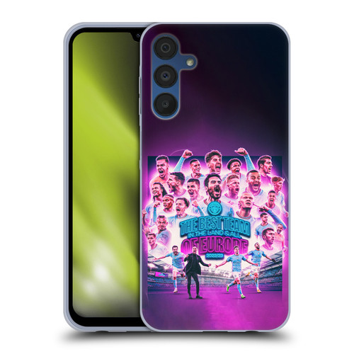 Manchester City Man City FC 2023 Champions of Europe Team Graphics Soft Gel Case for Samsung Galaxy A15