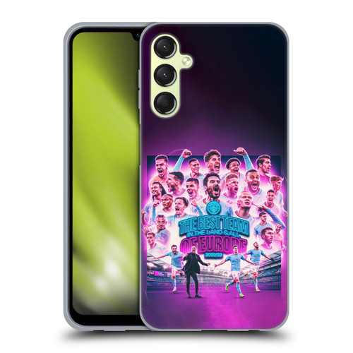 Manchester City Man City FC 2023 Champions of Europe Team Graphics Soft Gel Case for Samsung Galaxy A24 4G / M34 5G