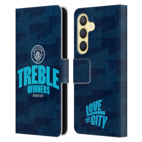 Manchester City Man City FC 2023 Treble Winners Graphics Leather Book Wallet Case Cover For Samsung Galaxy S24 5G