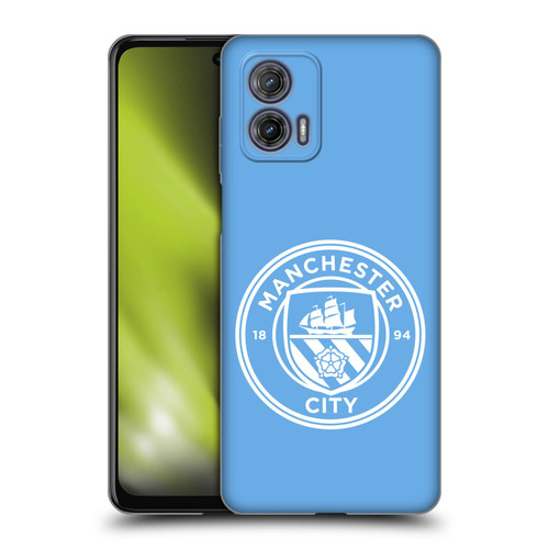 Manchester City Man City FC Badge Blue White Mono Soft Gel Case for Motorola Moto G73 5G