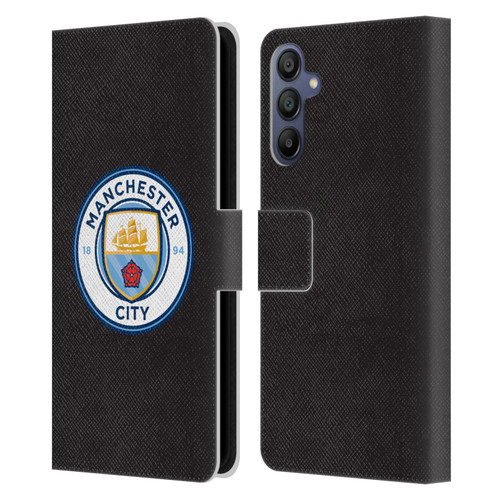 Manchester City Man City FC Badge Black Full Colour Leather Book Wallet Case Cover For Samsung Galaxy A15