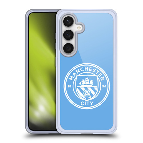 Manchester City Man City FC Badge Blue White Mono Soft Gel Case for Samsung Galaxy S24 5G