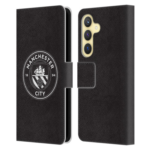 Manchester City Man City FC Badge Black White Mono Leather Book Wallet Case Cover For Samsung Galaxy S24 5G