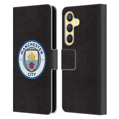 Manchester City Man City FC Badge Black Full Colour Leather Book Wallet Case Cover For Samsung Galaxy S24 5G