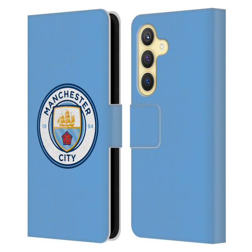 Manchester City Man City FC Badge Blue Full Colour Leather Book Wallet Case Cover For Samsung Galaxy S24 5G
