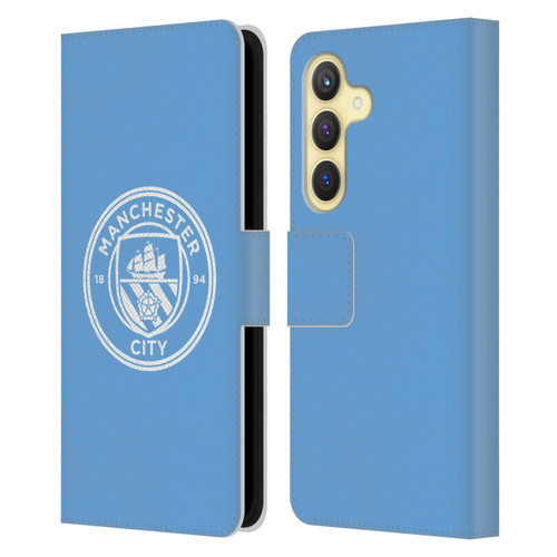 Manchester City Man City FC Badge Blue White Mono Leather Book Wallet Case Cover For Samsung Galaxy S24 5G