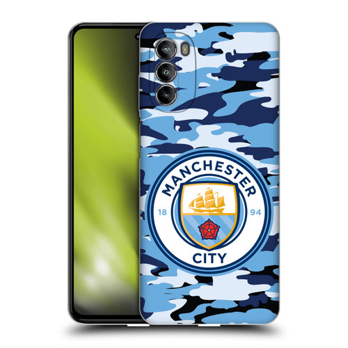 Manchester City Man City FC Badge Camou Blue Moon Soft Gel Case for Motorola Moto G82 5G