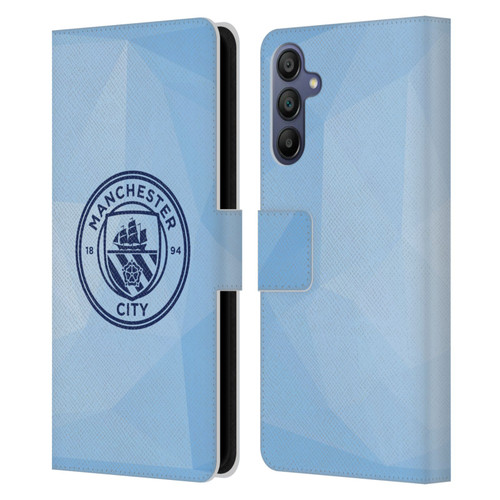 Manchester City Man City FC Badge Geometric Blue Obsidian Mono Leather Book Wallet Case Cover For Samsung Galaxy A15
