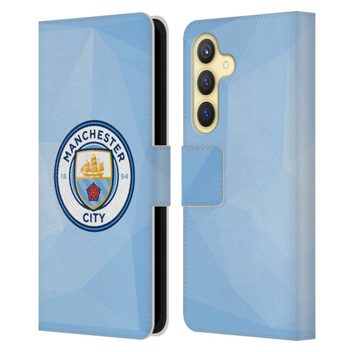 Manchester City Man City FC Badge Geometric Blue Full Colour Leather Book Wallet Case Cover For Samsung Galaxy S24 5G