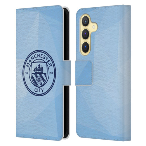 Manchester City Man City FC Badge Geometric Blue Obsidian Mono Leather Book Wallet Case Cover For Samsung Galaxy S24 5G