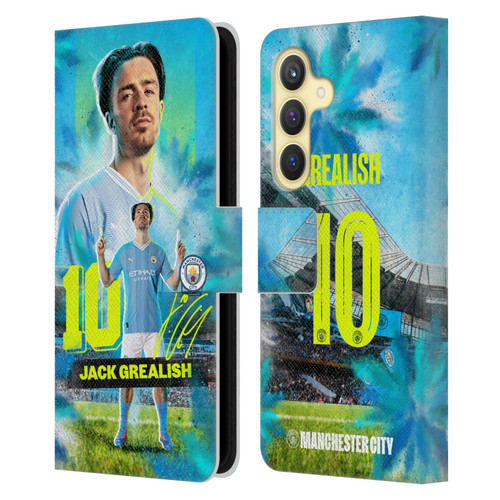 Manchester City Man City FC 2023/24 First Team Jack Grealish Leather Book Wallet Case Cover For Samsung Galaxy S24 5G