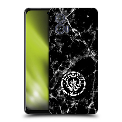Manchester City Man City FC Marble Badge Black White Mono Soft Gel Case for Motorola Moto G73 5G