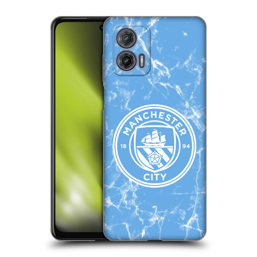 Manchester City Man City FC Marble Badge Blue White Mono Soft Gel Case for Motorola Moto G73 5G