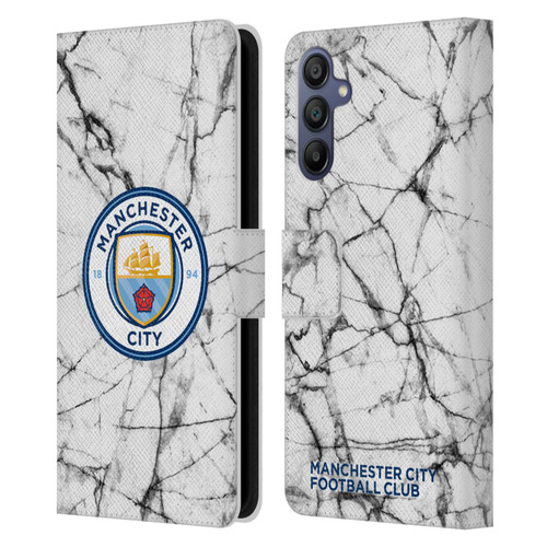 Manchester City Man City FC Marble Badge Full Colour Leather Book Wallet Case Cover For Samsung Galaxy A15