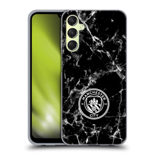 Manchester City Man City FC Marble Badge Black White Mono Soft Gel Case for Samsung Galaxy A24 4G / M34 5G