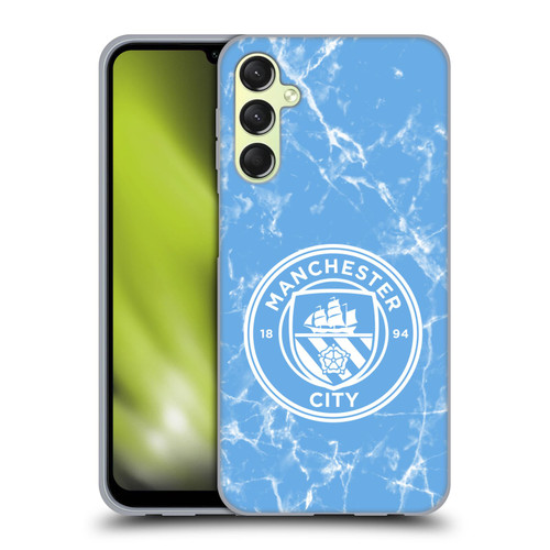 Manchester City Man City FC Marble Badge Blue White Mono Soft Gel Case for Samsung Galaxy A24 4G / M34 5G