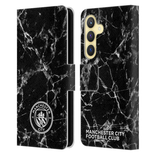 Manchester City Man City FC Marble Badge Black White Mono Leather Book Wallet Case Cover For Samsung Galaxy S24 5G
