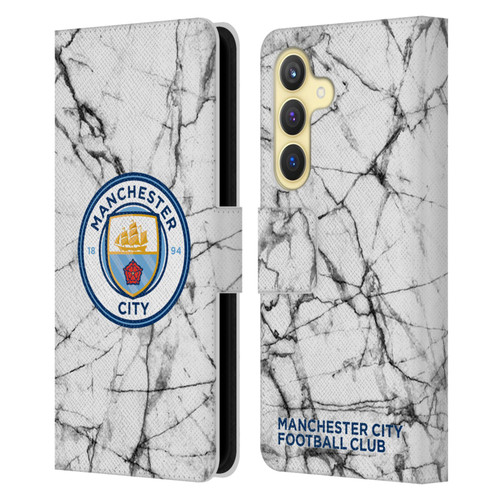 Manchester City Man City FC Marble Badge Full Colour Leather Book Wallet Case Cover For Samsung Galaxy S24 5G