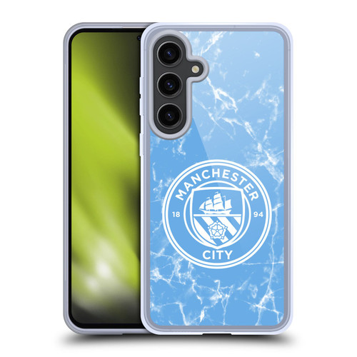 Manchester City Man City FC Marble Badge Blue White Mono Soft Gel Case for Samsung Galaxy S24+ 5G