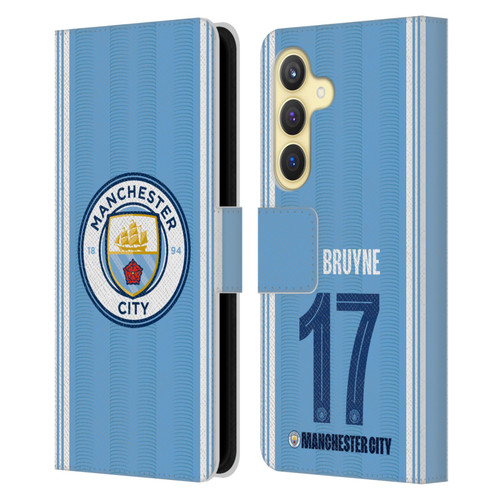 Manchester City Man City FC 2023/24 Players Home Kit Kevin De Bruyne Leather Book Wallet Case Cover For Samsung Galaxy S24 5G